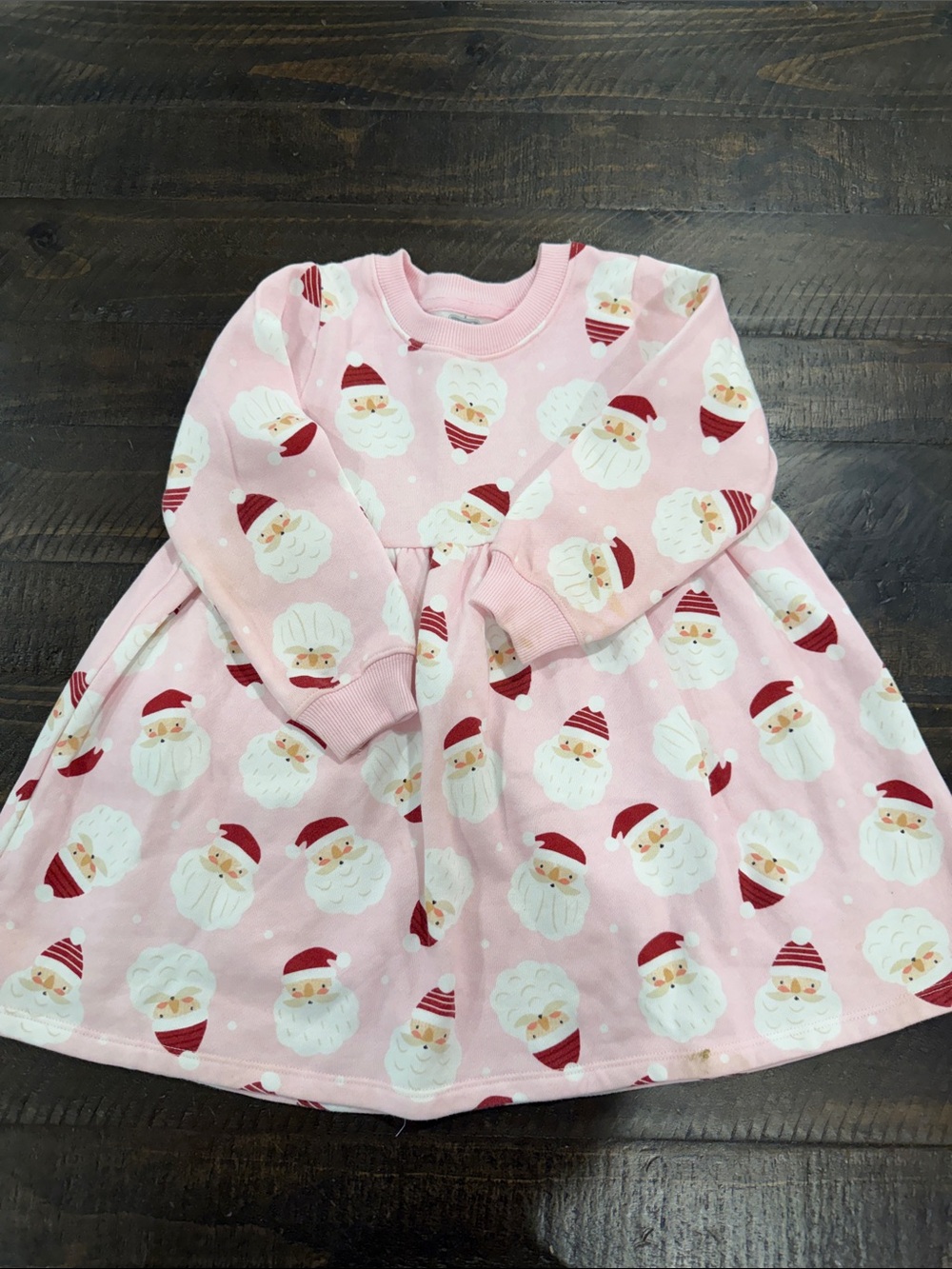 Mud Pie Pink Santa Print Long-Sleeve Dress